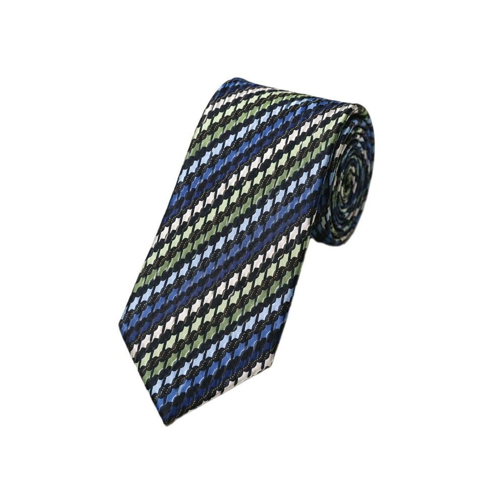 Croft & Barrow Blue Green Geometric Chain Stripe 60x3.5 Modern Elegant Colorful